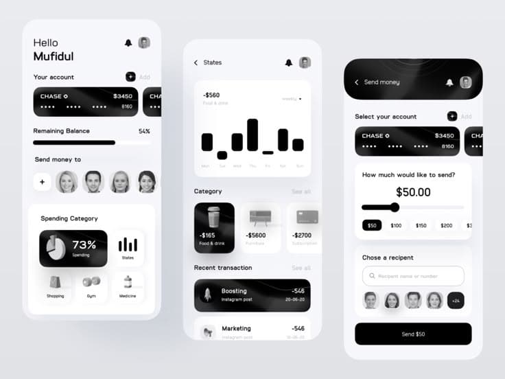 Grayscale UI design example